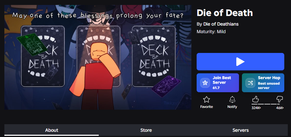 Roblox game page enhanced with BloxPilot Join Best and Server Hop buttons